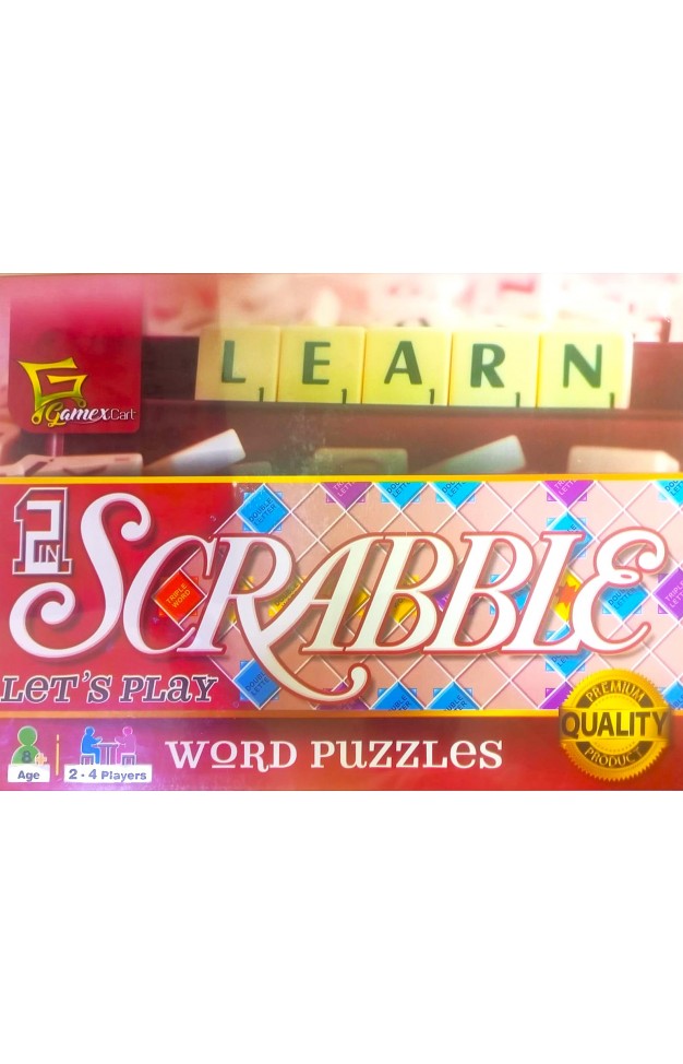 Lets Play 2 in 1 Scrabble Plus 9 Mens Morris World Puzzles 7502